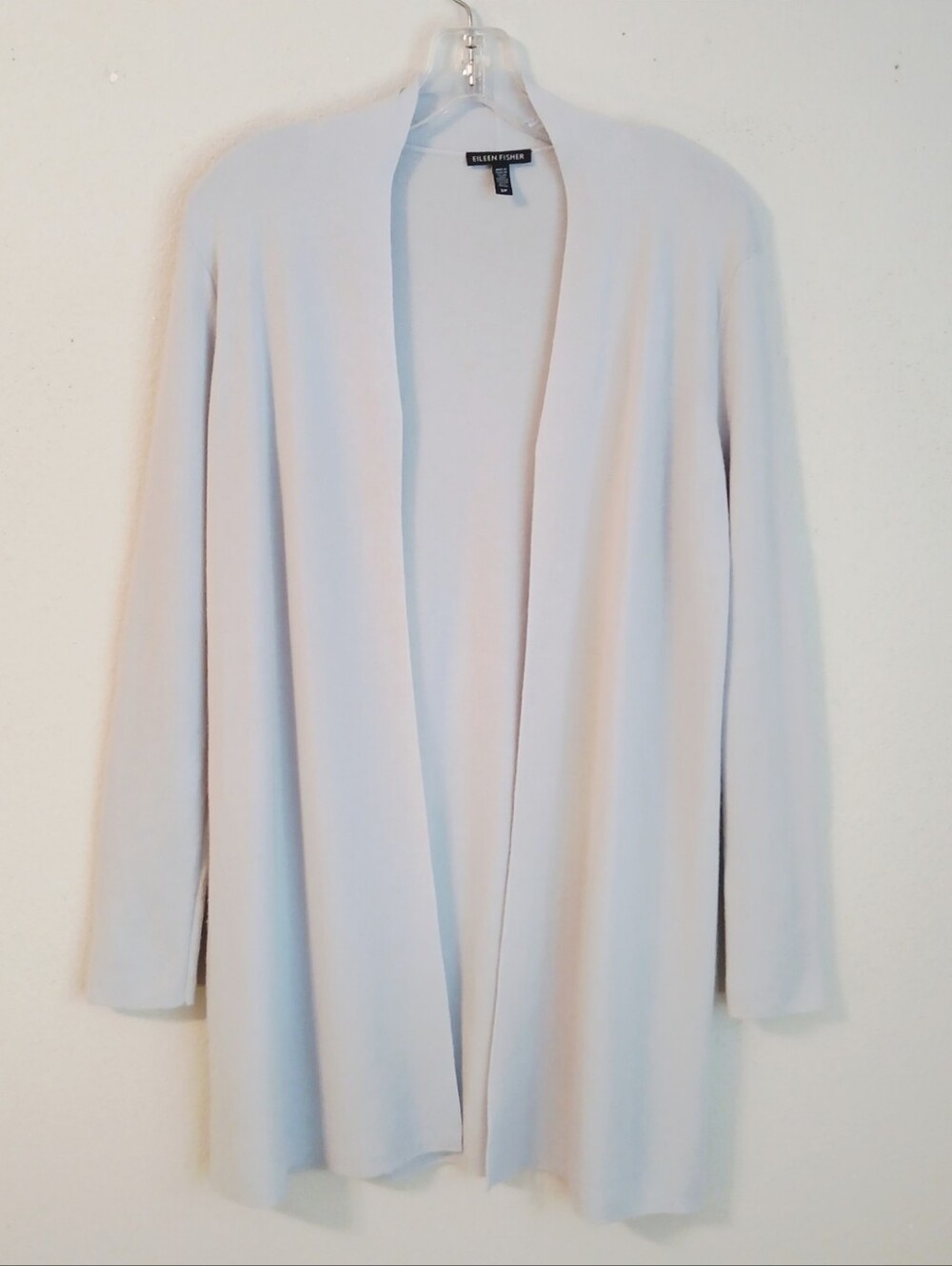 Eileen Fisher Light Gray Open-Front Women's Cardigan Superfine Merino Wool
